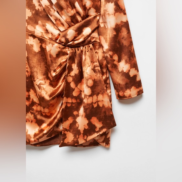 Mango brown short tie-dye draped dress NWT - Picture 5 of 5